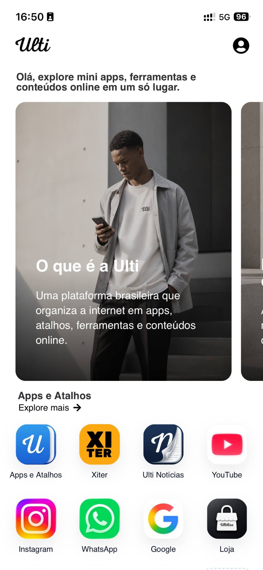 Aplicativo Ulti — plataforma de apps, atalhos, conteúdos e descoberta